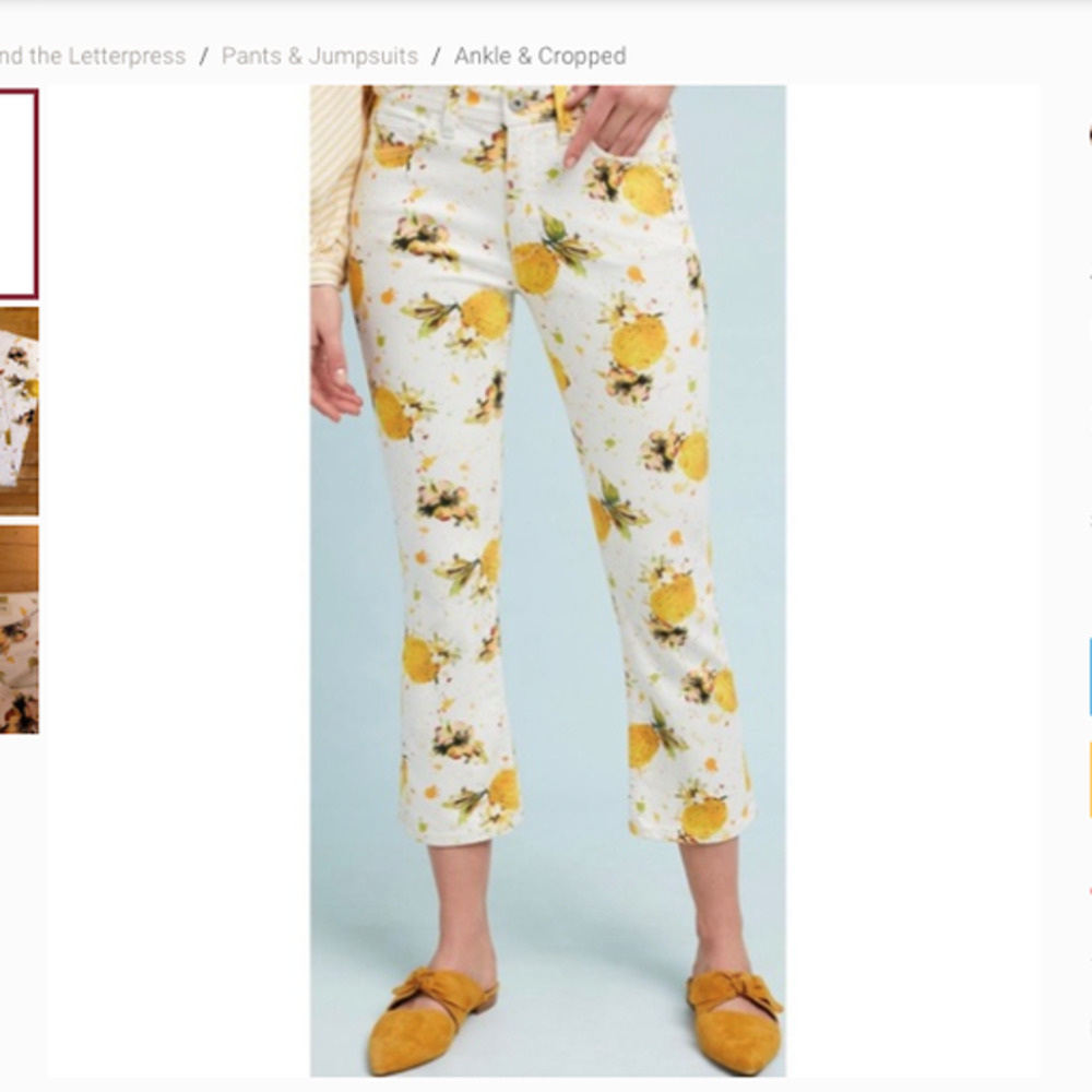 Anthropologie White and Yellow Ankle Jeans